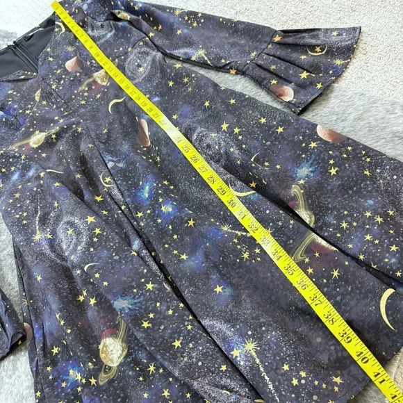 eShakti Constellation Galaxy Planet Print Crepe Empire Dress - Picture 11 of 13